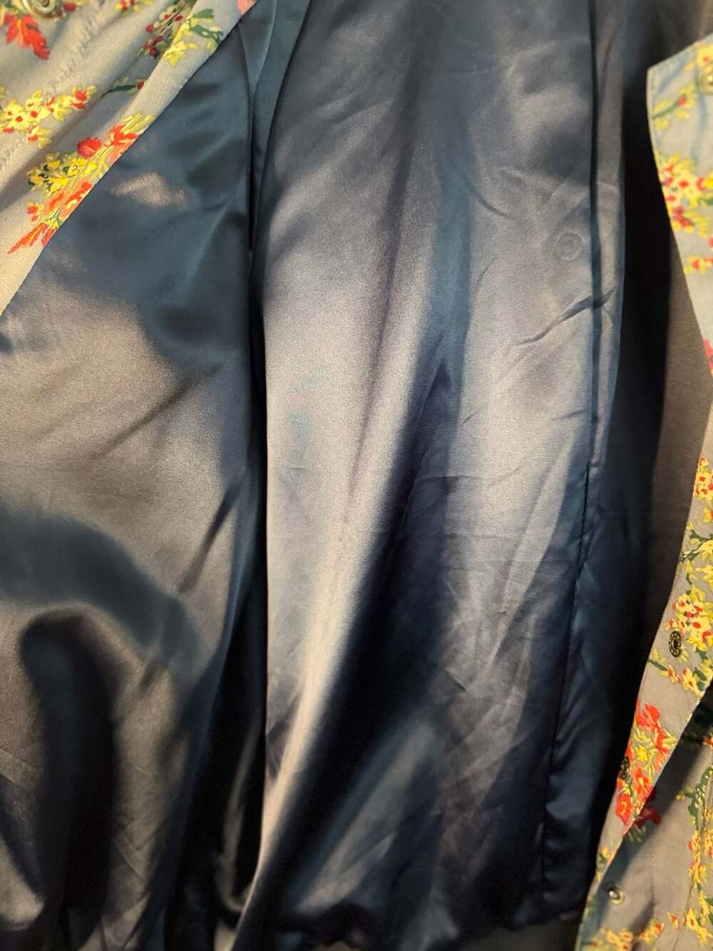 Free People Blue Floral and Abstract Pattern Bomber Jacket Size M - Picture 6 of 6